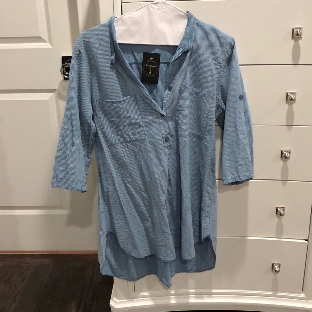 NWT Blue Striped Tunic Shirt
